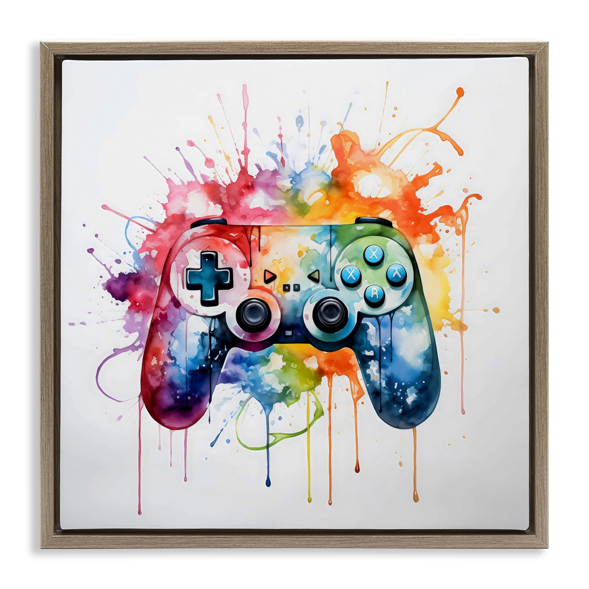 Stupell Industries Colors of Gaming Splatter Brown Framed Floater Canvas Wall Art, design by Creative Studio