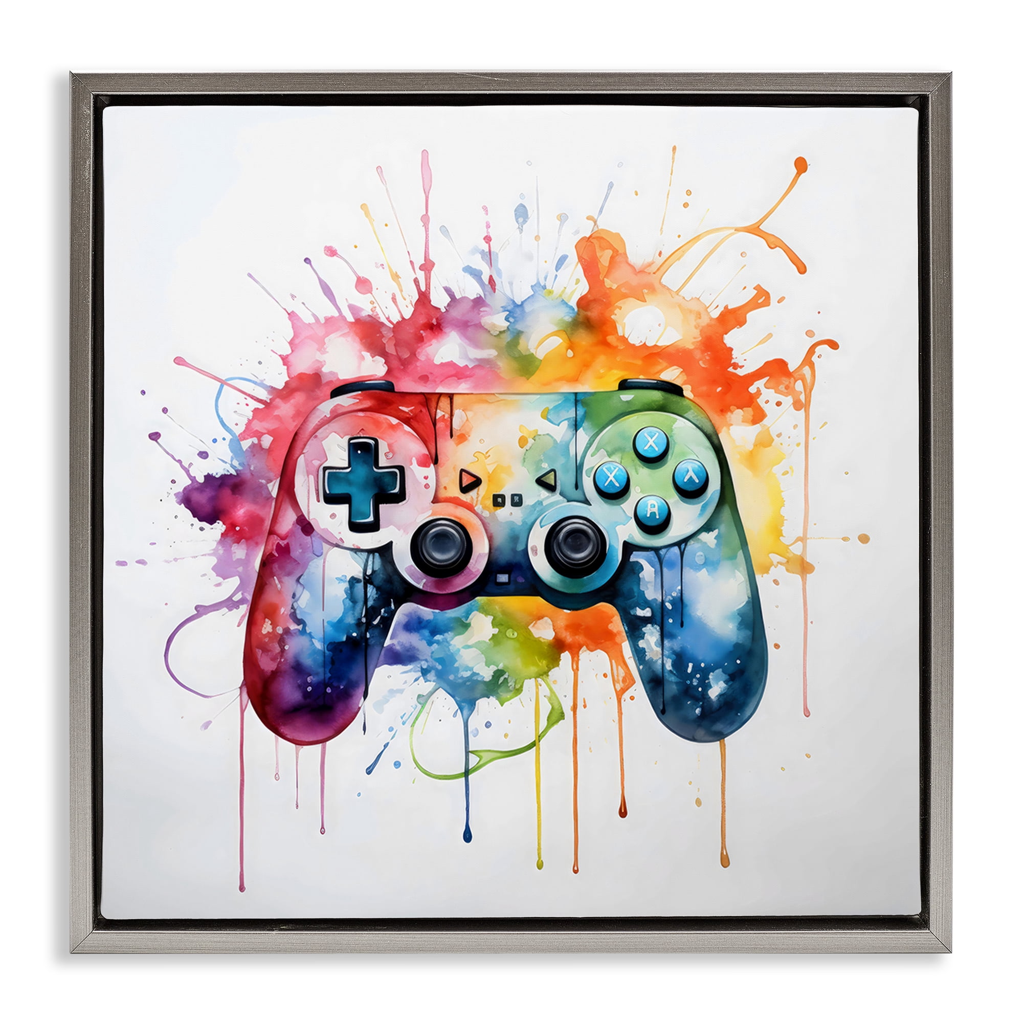 Stupell Industries Colors of Gaming Splatter Gray Framed Floater Canvas Wall Art, design by Creative Studio