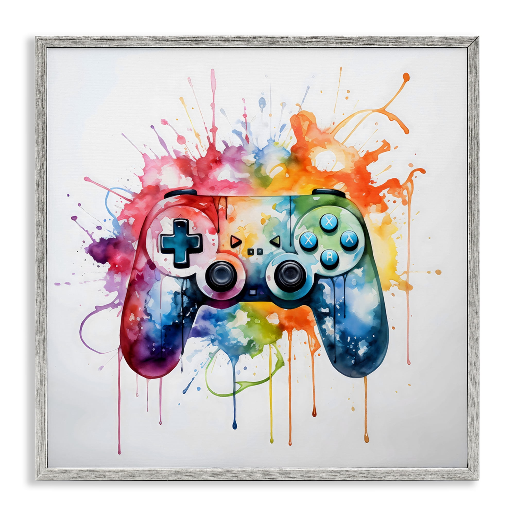 Stupell Industries Colors of Gaming Splatter Gray Framed Giclee Art, design by Creative Studio