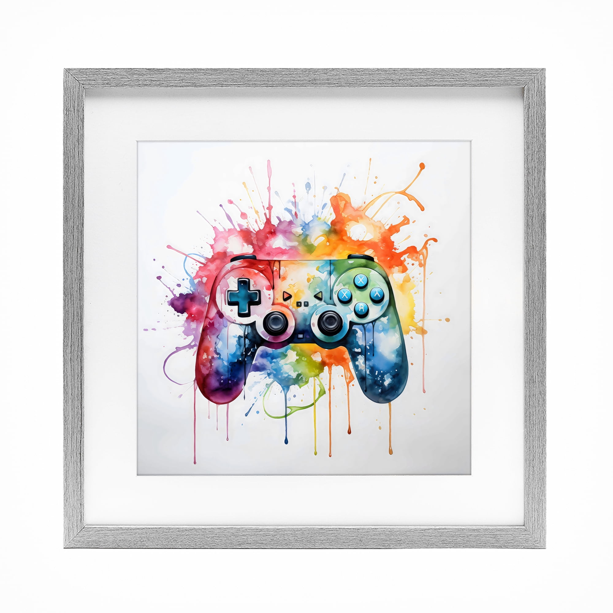 Stupell Industries Colors of Gaming Splatter Gray Framed Print Under Glass, design by Creative Studio