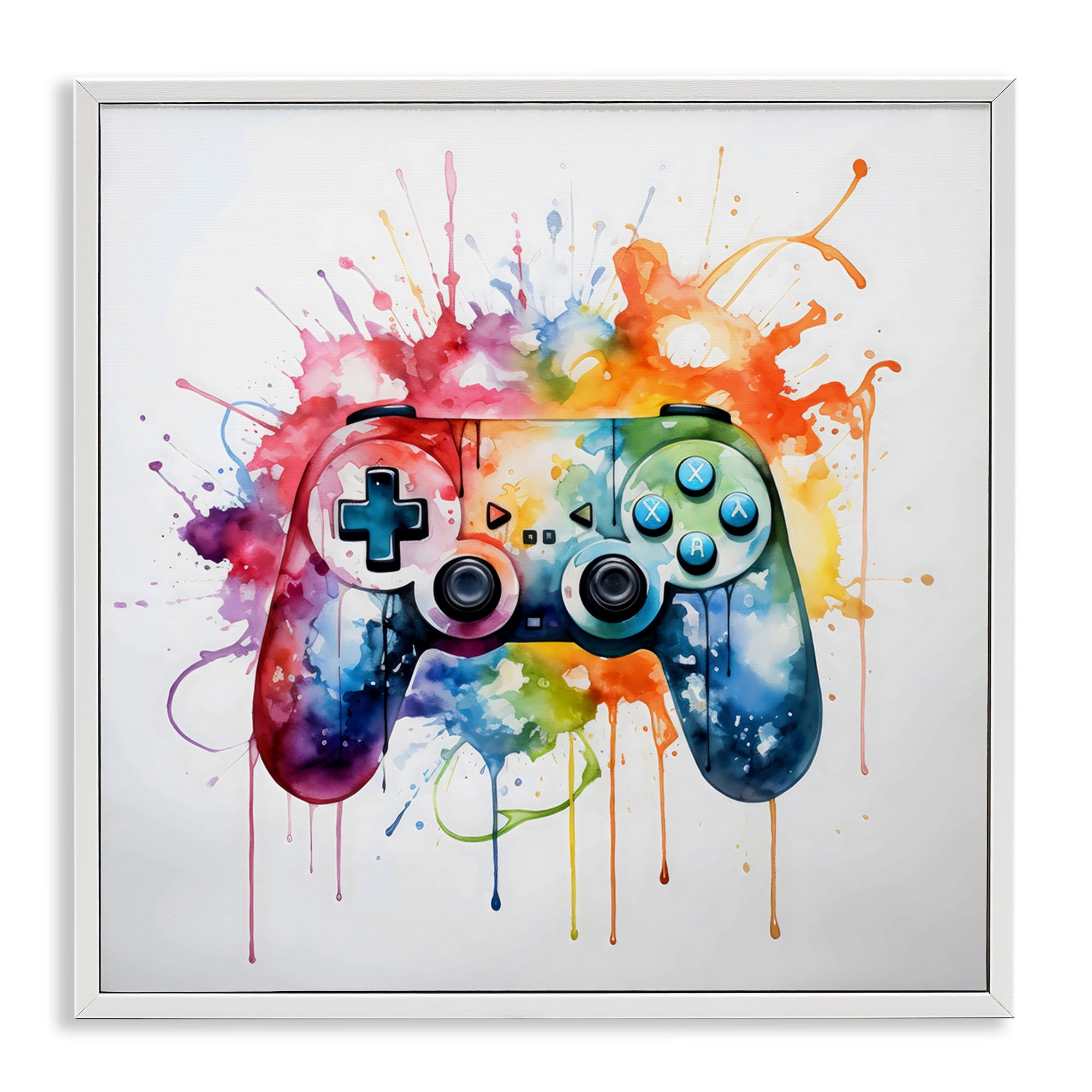 Stupell Industries Colors of Gaming Splatter White Framed Giclee Art, design by Creative Studio