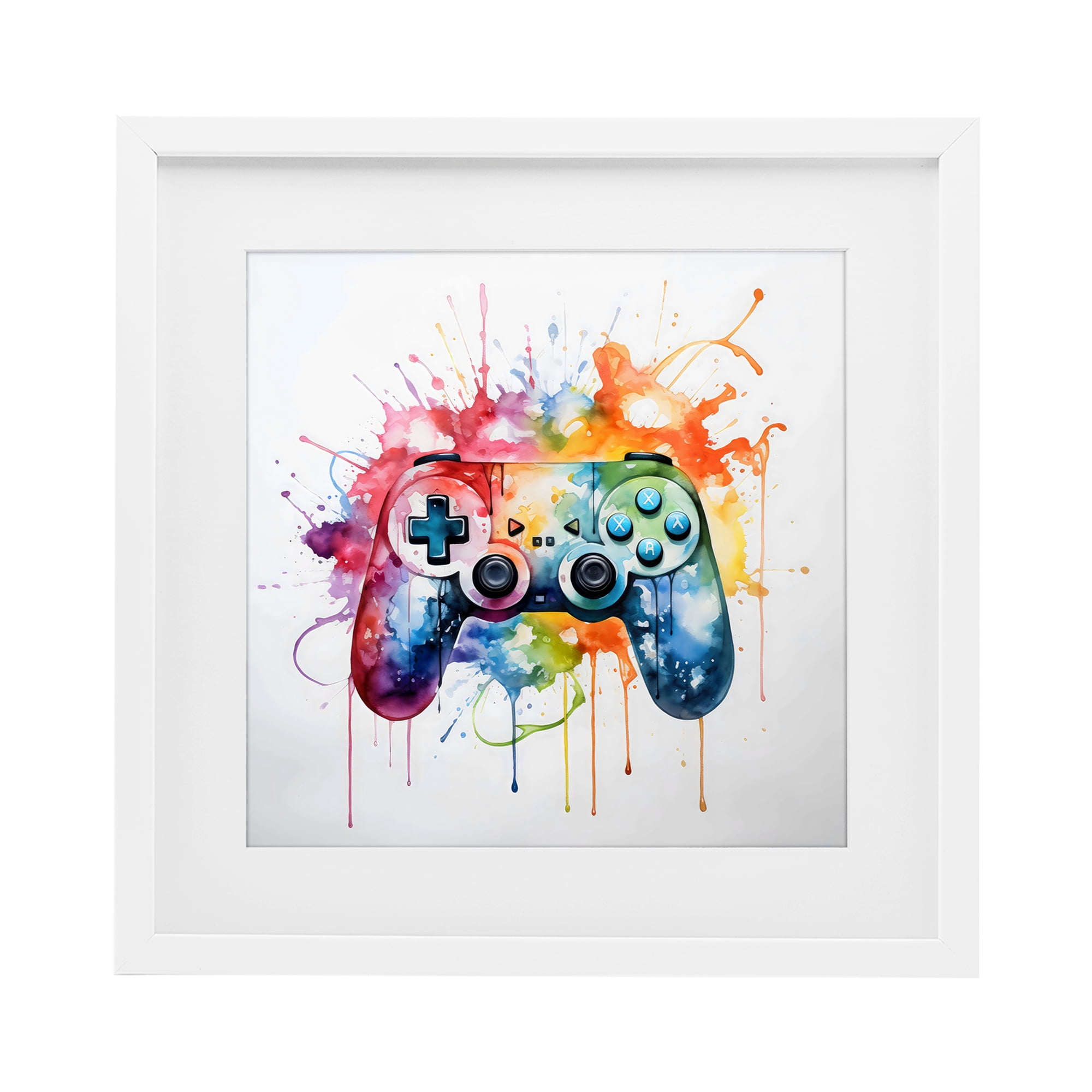 Stupell Industries Colors of Gaming Splatter White Framed Print Under Glass, design by Creative Studio