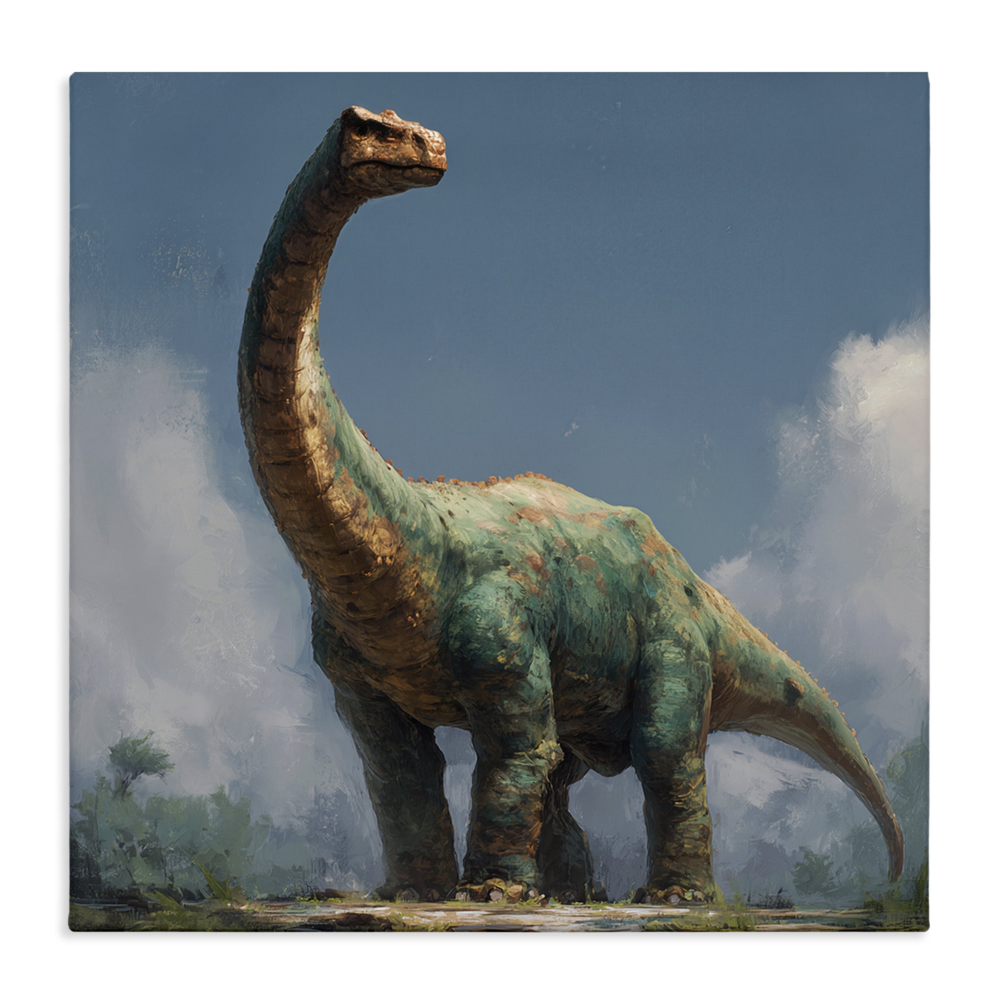 Stupell Industries Colossal Brontosaurus in Meadow Canvas Wall Art, design by Wumples