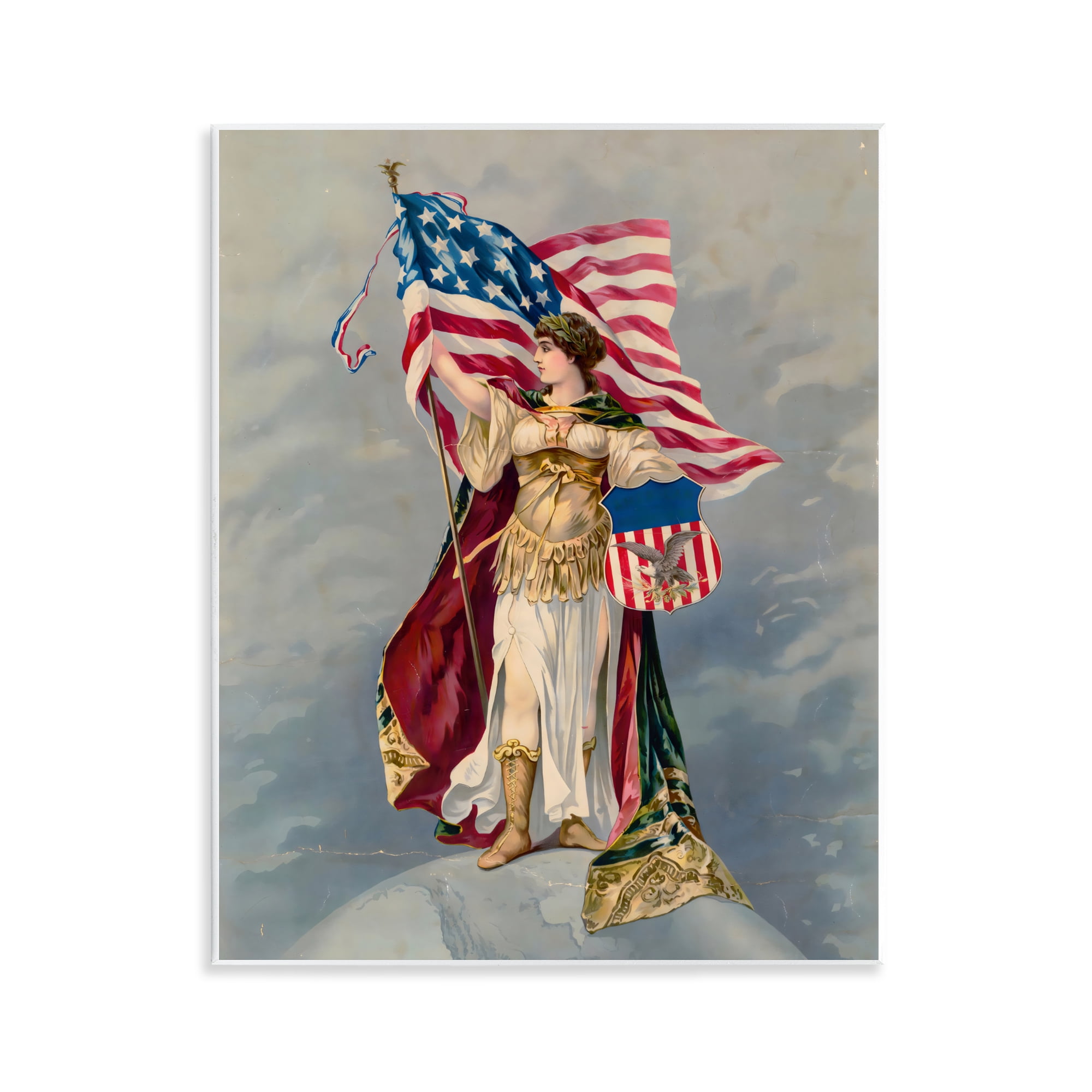 Stupell Industries Columbia Standing with American Flag Wall Plaque Art, design by Arlington Prints