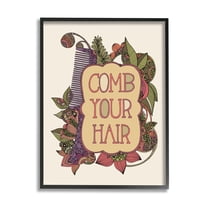 Stupell Industries Comb Your Hair Detailed Botanical Fractal Shapes Graphic Art Black Framed Art Print Wall Art, Design by Valentina Harper