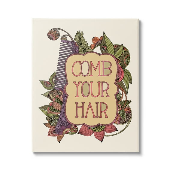 Stupell Industries Comb Your Hair Detailed Botanical Fractal Shapes Graphic Art Gallery Wrapped Canvas Print Wall Art, Design by Valentina Harper