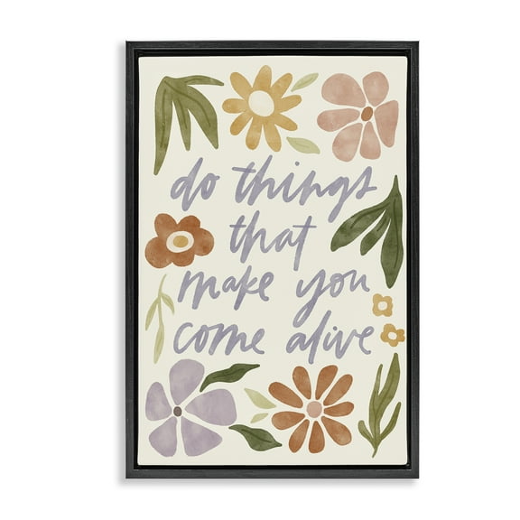 Stupell Industries Come Alive Inspiring Flowers Plants & Flowers Painting Black Floater Framed Canvas Art Print Wall Art, 17 x 25