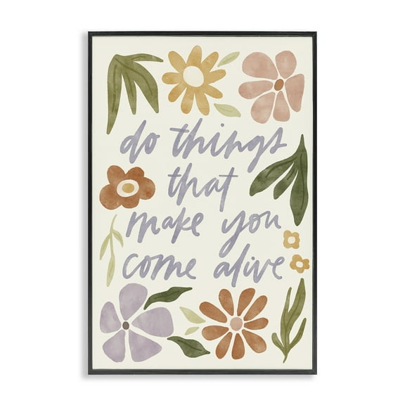 Stupell Industries Come Alive Inspiring Flowers Plants & Flowers Painting Black Framed Art Print Wall Art, 12 x 18