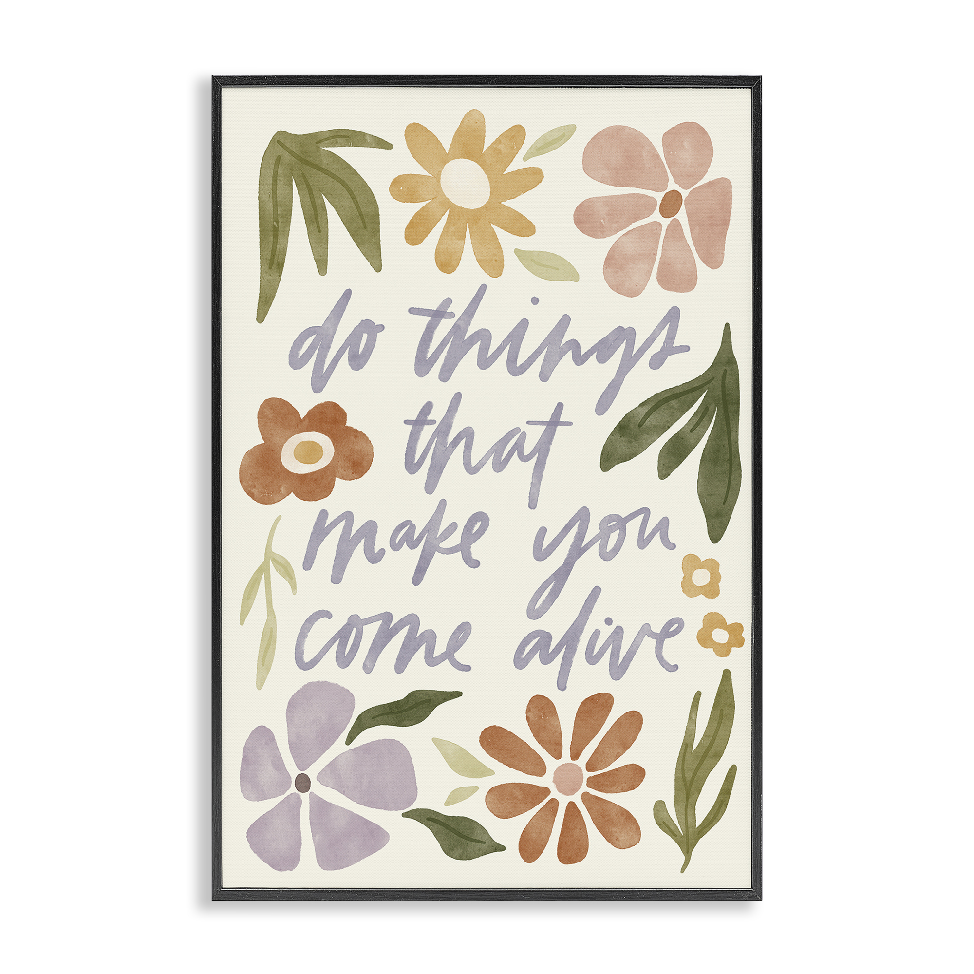 Stupell Industries Come Alive Inspiring Flowers Plants & Flowers Painting Black Framed Art Print Wall Art, 16 x 24