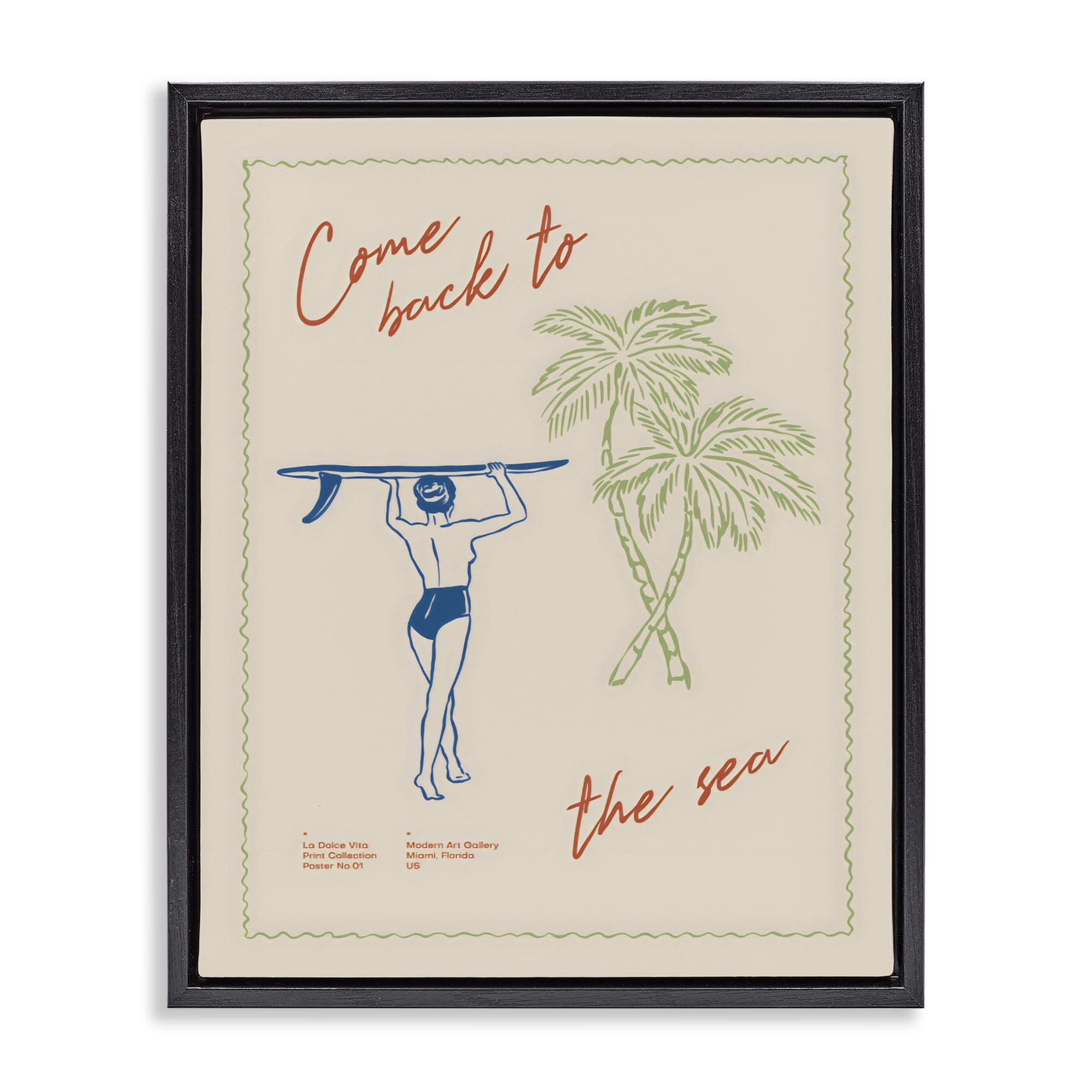Stupell Industries Come Back To The Sea Black Framed Floater Canvas Wall Art, design by The Prints Vibe