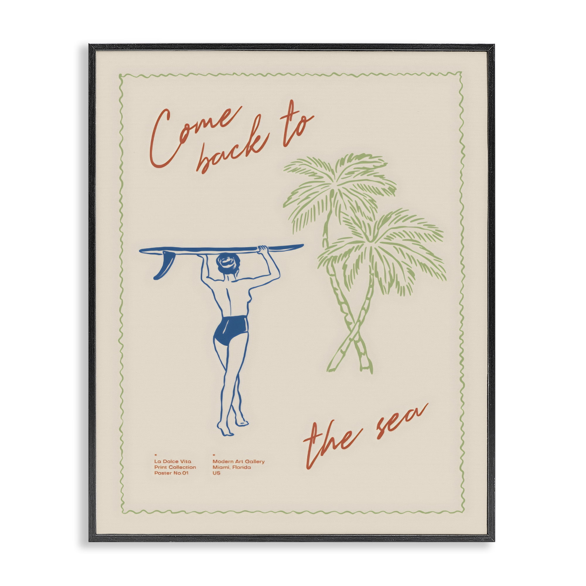 Stupell Industries Come Back To The Sea Black Framed Giclee Art, design by The Prints Vibe