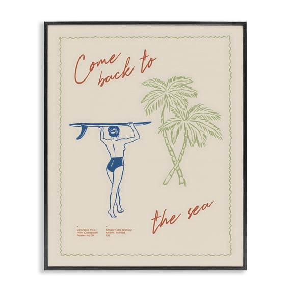 Stupell Industries Contemporary Come Back To The Sea Black Framed Giclee Art, 11 x 14, by The Prints Vibe
