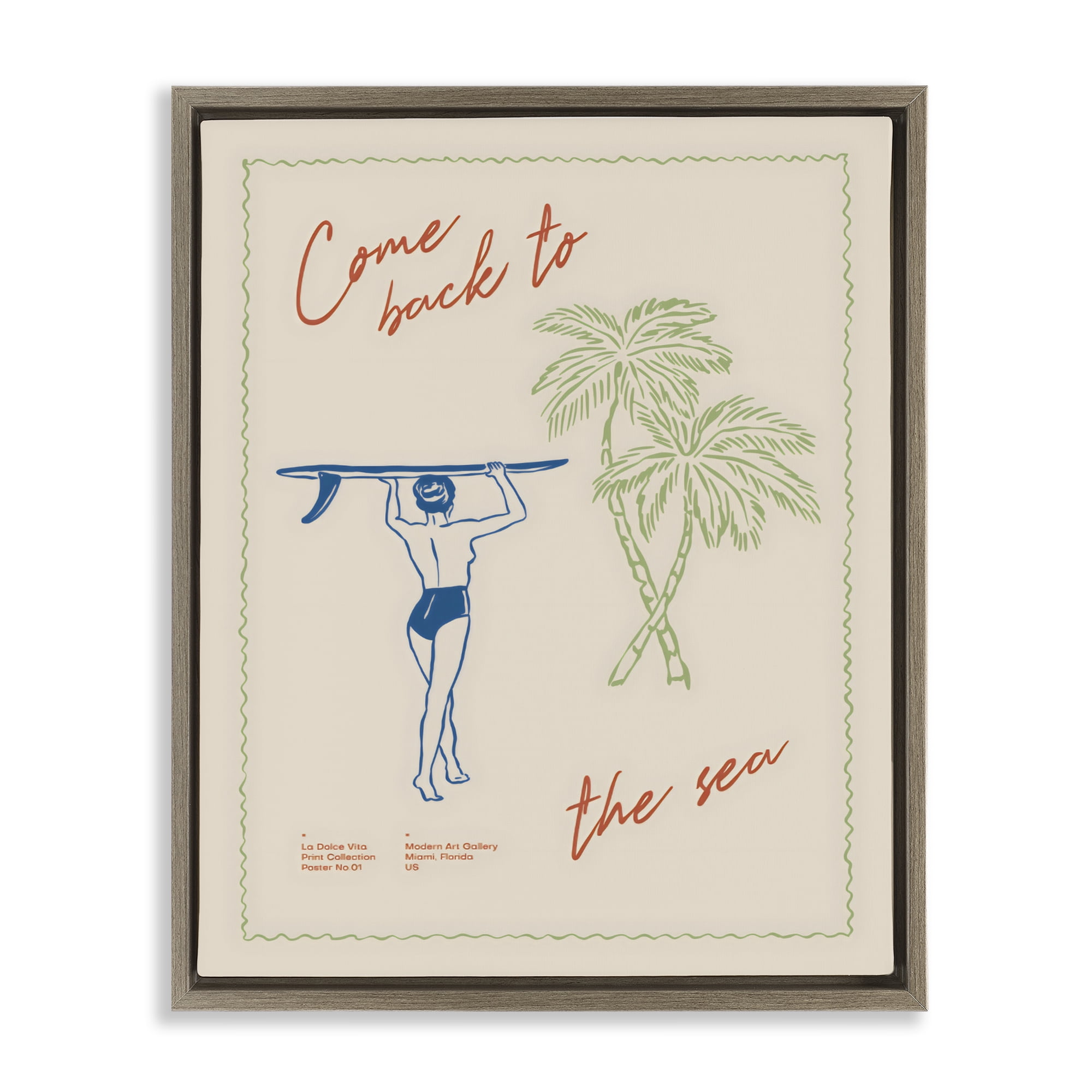 Stupell Industries Come Back To The Sea Brown Framed Floater Canvas Wall Art, design by The Prints Vibe