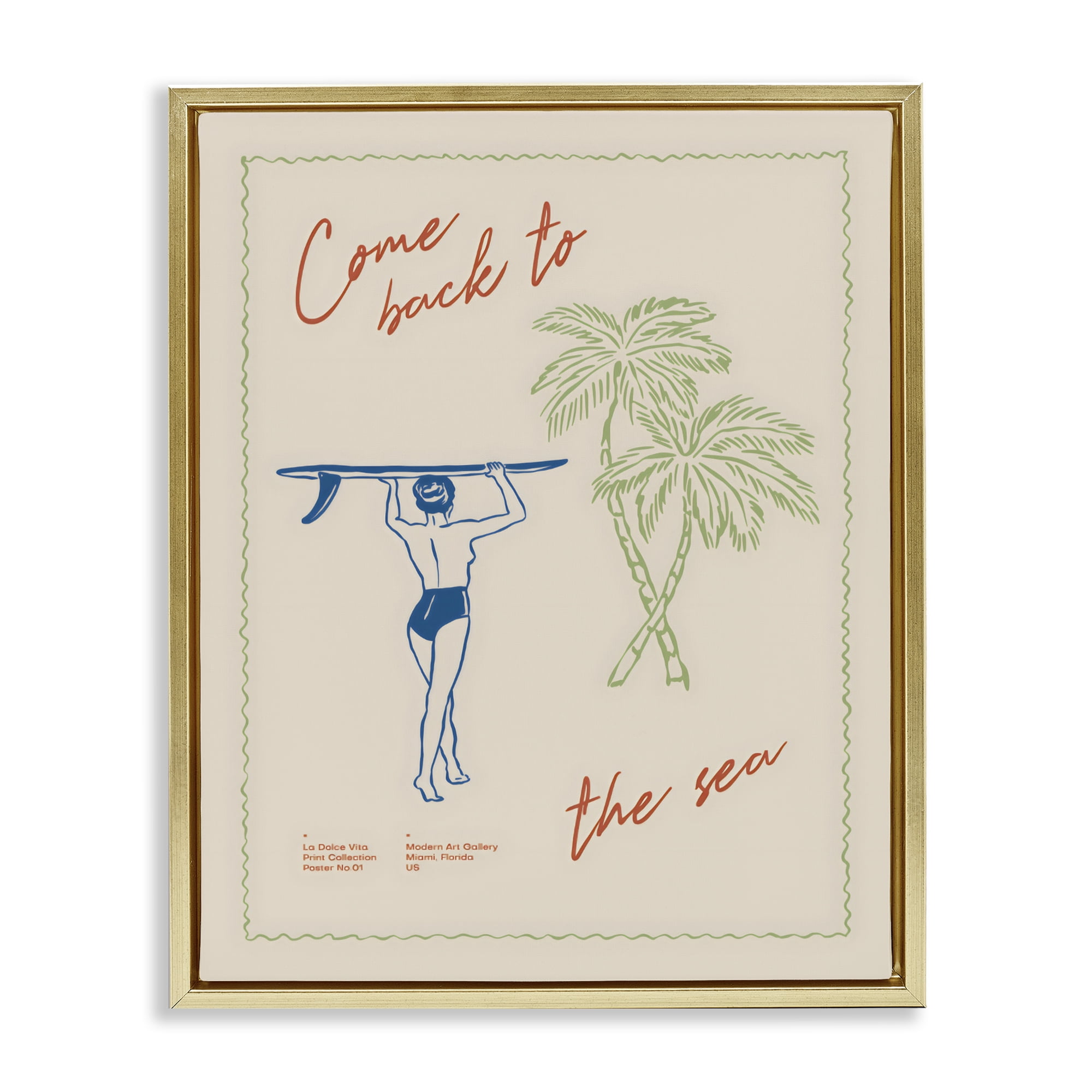 Stupell Industries Come Back To The Sea Gold Framed Floater Canvas Wall Art, design by The Prints Vibe