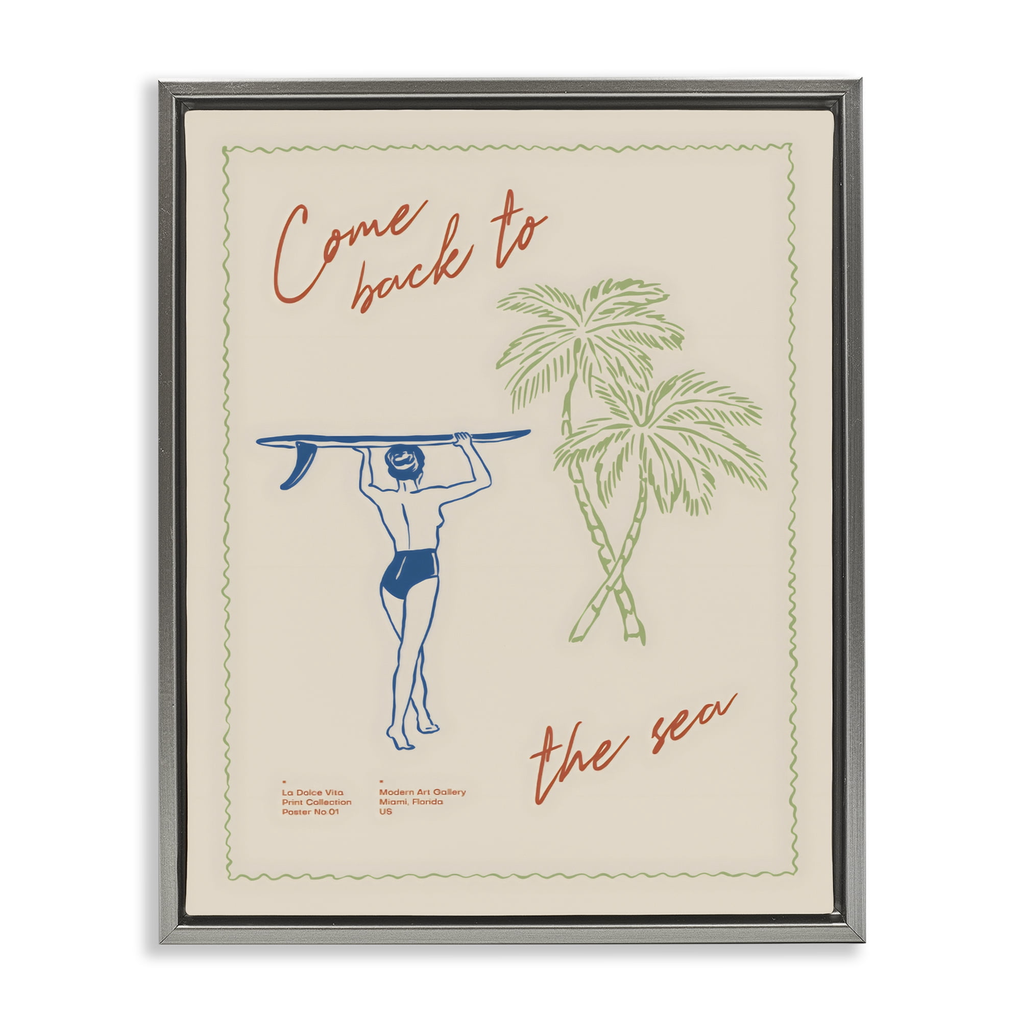 Stupell Industries Come Back To The Sea Gray Framed Floater Canvas Wall Art, design by The Prints Vibe