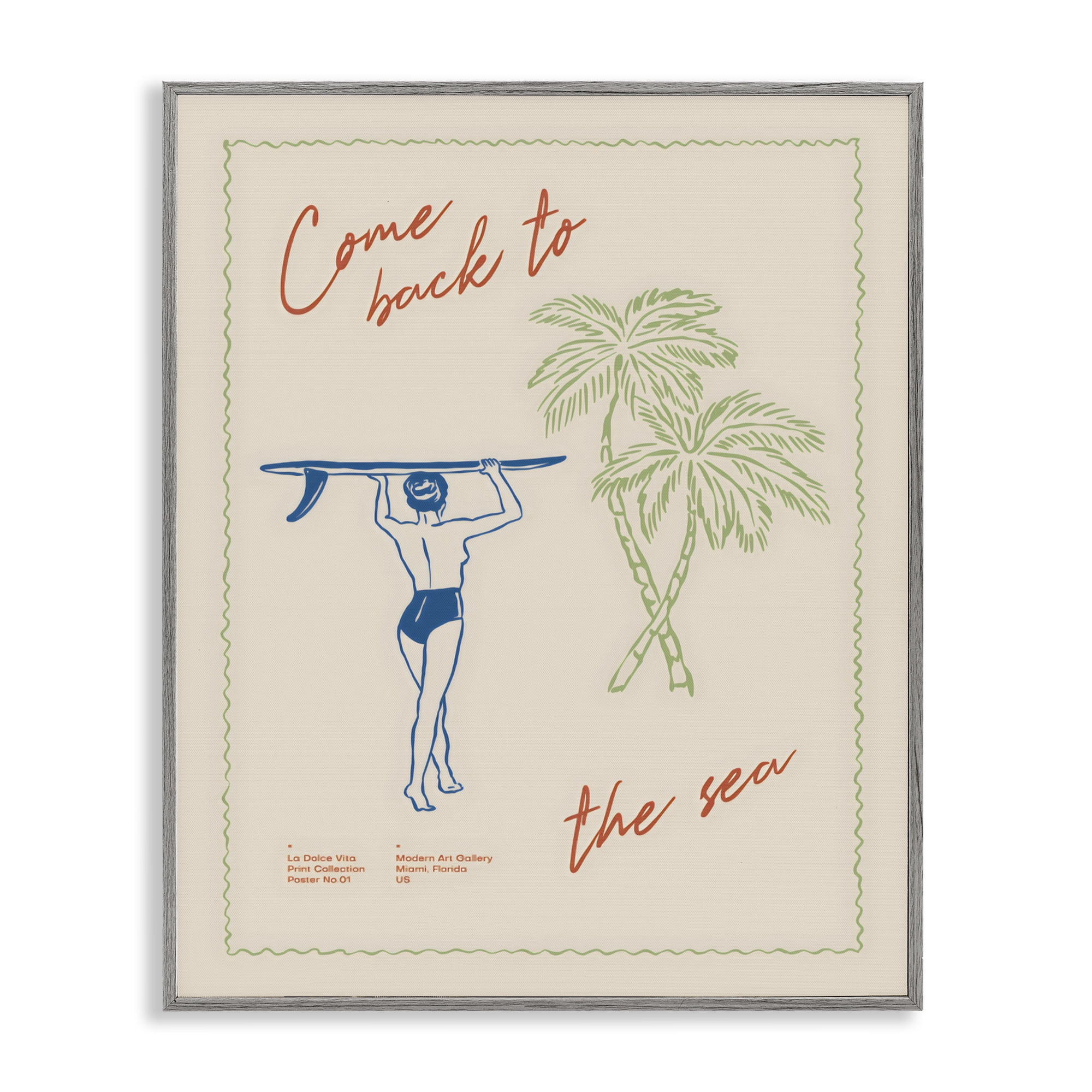 Stupell Industries Come Back To The Sea Gray Framed Giclee Art, design by The Prints Vibe