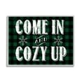 thumbnail image 1 of Stupell Industries Come In Cozy Up Phrase Snowflakes Green Plaid Inspirational Painting Gray Framed Art Print Wall Art, 24 x 30, 1 of 8