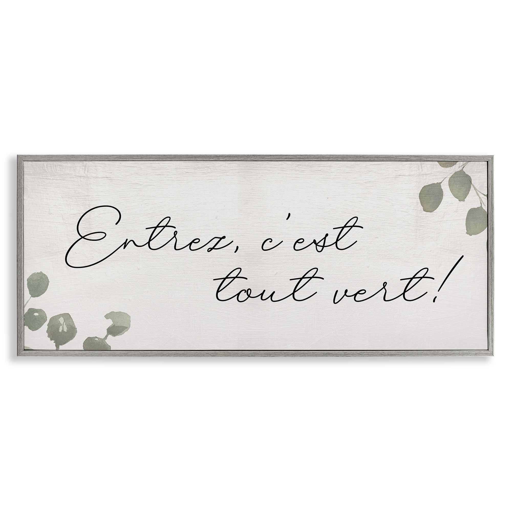 Stupell Industries Come In It's Green Phrase Plants & Flowers Painting Gray Framed Art Print Wall Art, 30 x 13