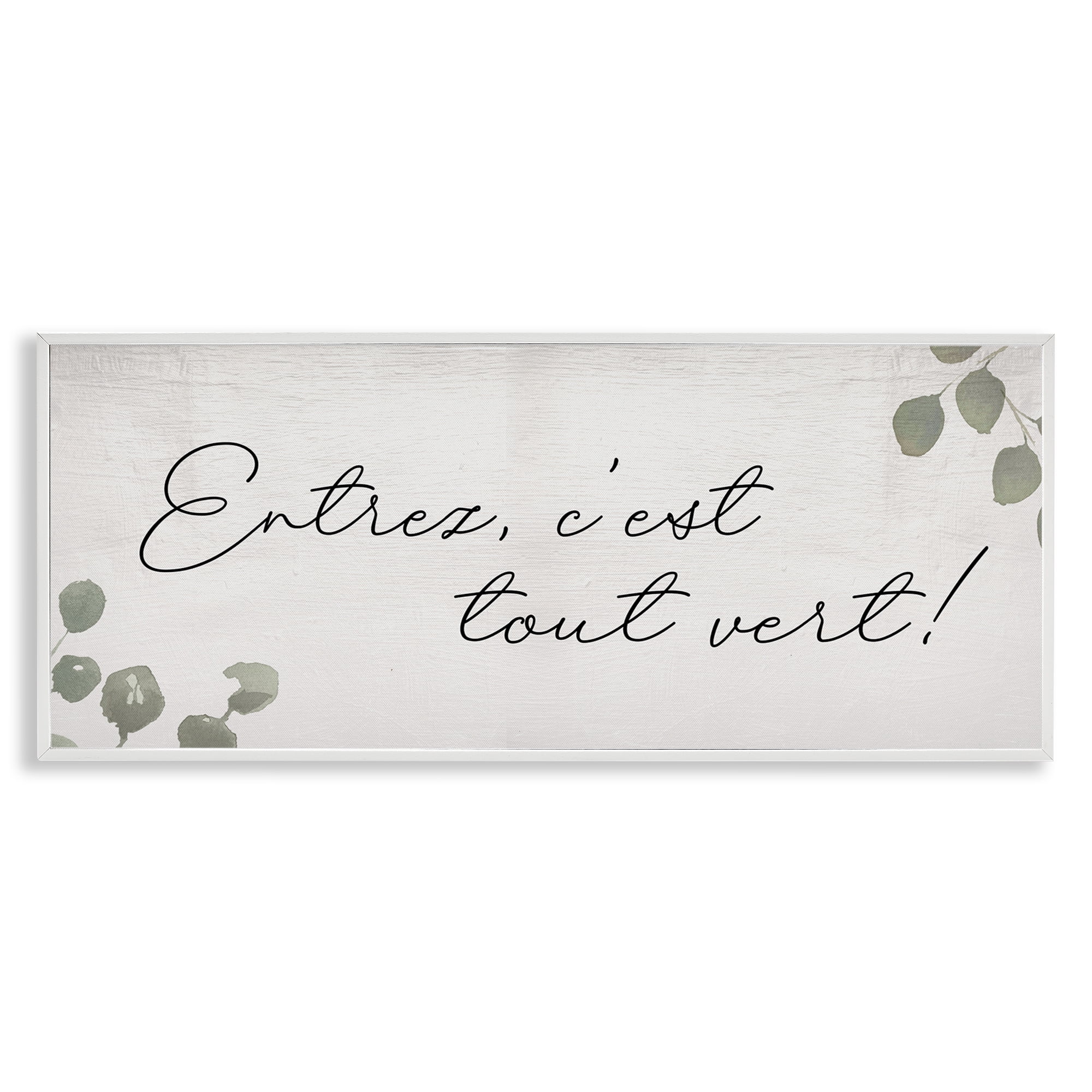 Stupell Industries Come In It's Green Phrase Plants & Flowers Painting White Framed Art Print Wall Art, 24 x 10