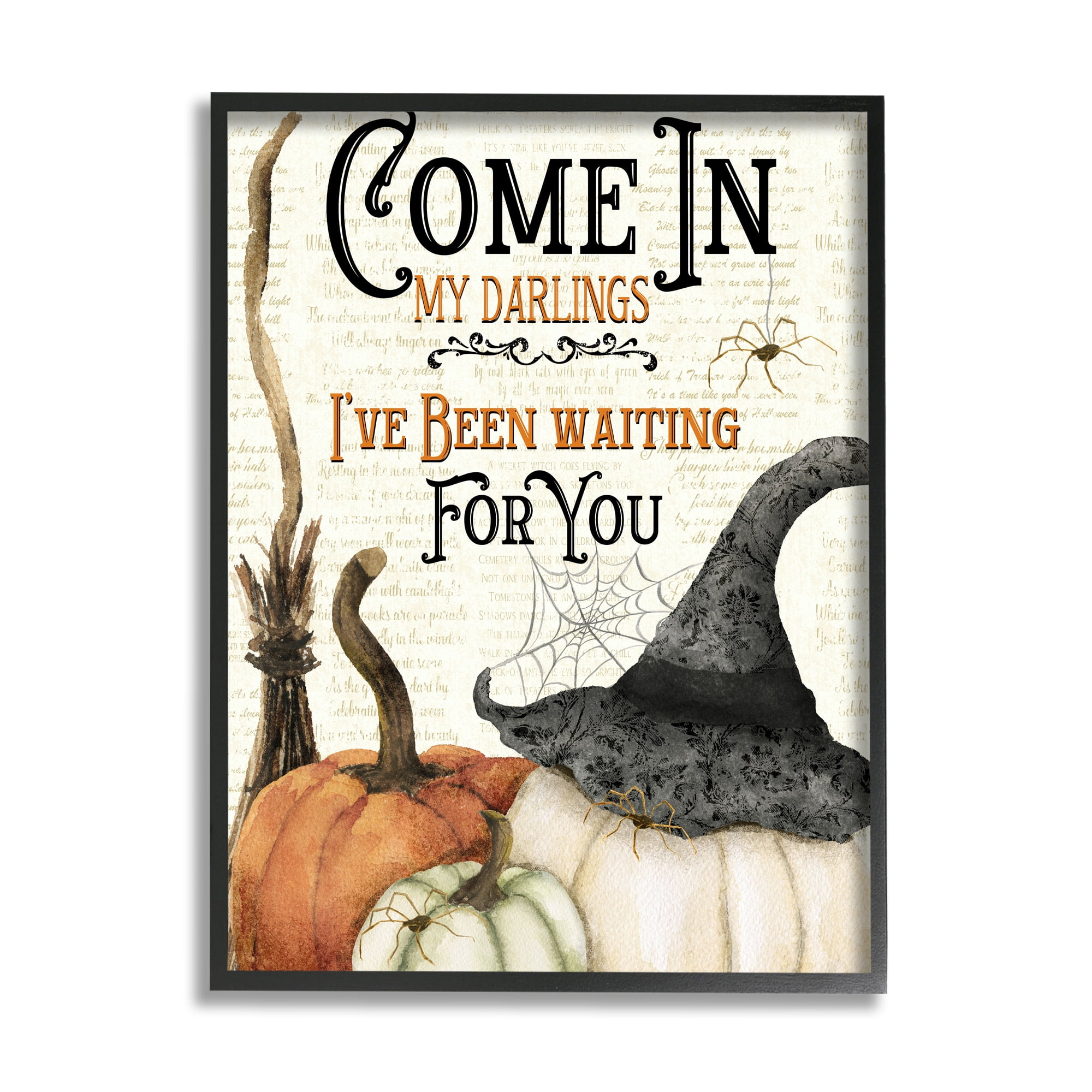 Stupell Industries Come In Spooky Halloween Holiday Painting Black Framed Art Print Wall Art, 16 x 20