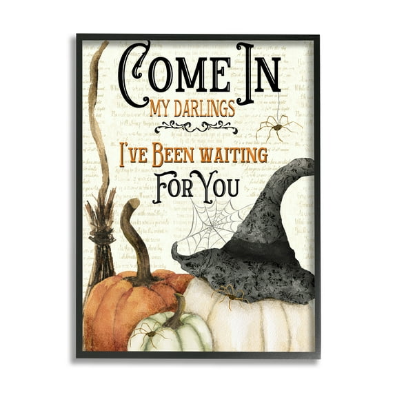 Stupell Industries Come In Spooky Halloween Holiday Painting Black Framed Art Print Wall Art, 24 x 30