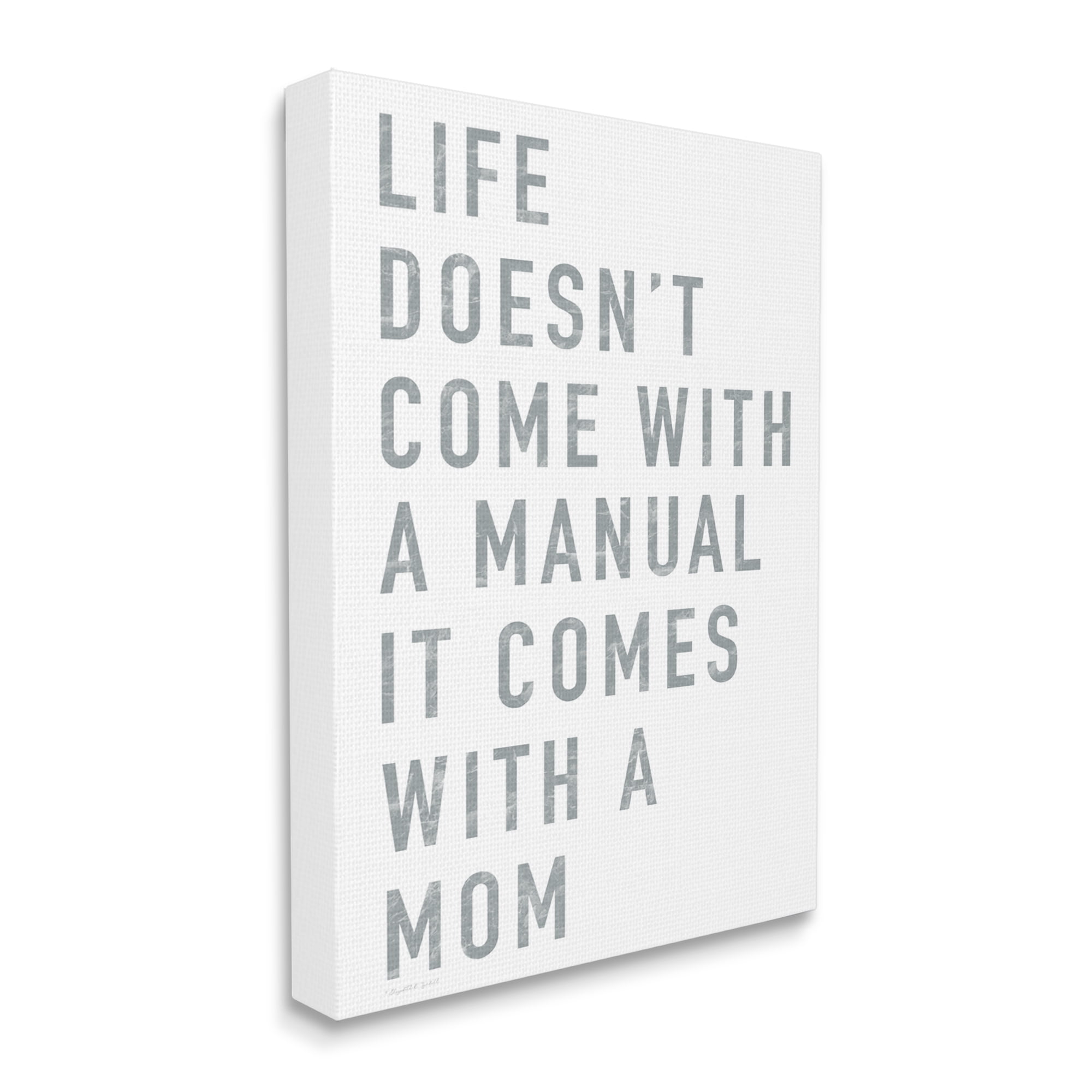 Stupell Industries Doesn't Come With Manual Mom Appreciation Phrase Grey Text Novelty Painting Gallery-Wrapped Canvas Print Wall Art, 36 x 48, Design by Elizabeth Tyndall