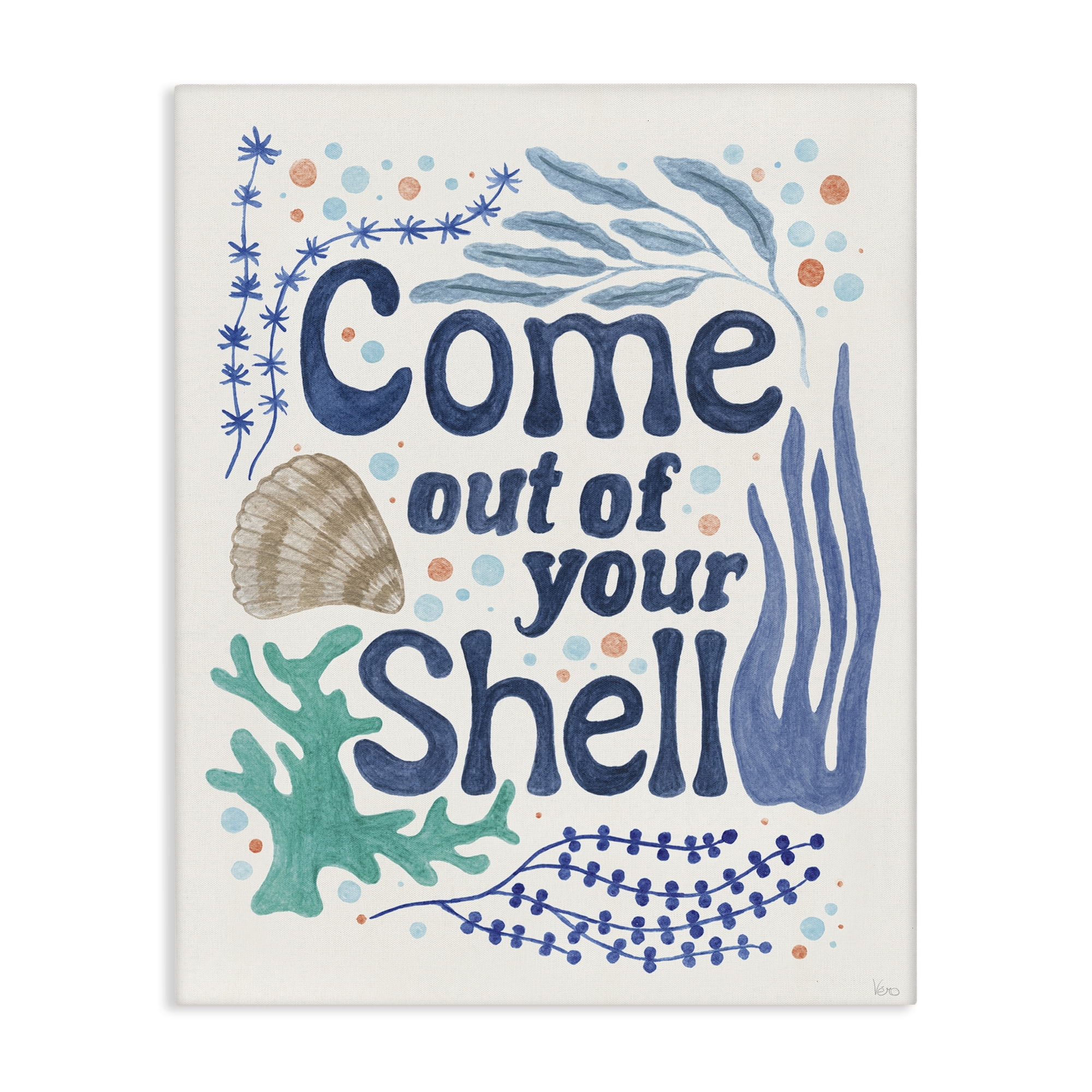 Stupell Industries Come Out Of Your Shell Nautical & Beach Painting Wrapped Canvas Art Print Wall Art, 16 x 20