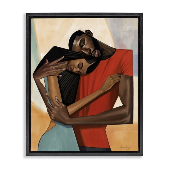 Stupell Industries Comfort Cubism Portrait Black Framed Floater Canvas Wall Art design by Manasseh Johnson Sr, 21 x 17