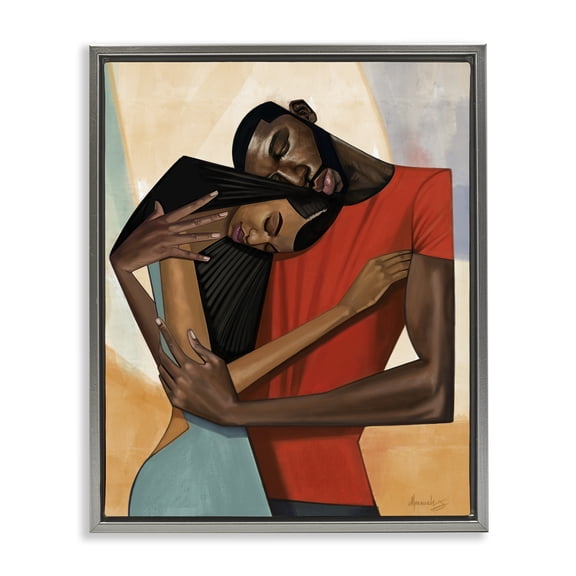Stupell Industries Comfort Cubism Portrait Gray Framed Floater Canvas Wall Art design by Manasseh Johnson Sr, 21 x 17