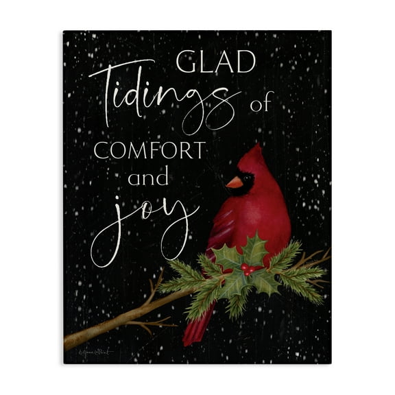 Stupell Industries Comfort & Joy Cardinal Holiday Painting Gallery Wrapped Canvas Art Prints Wall Art, 16 x 20