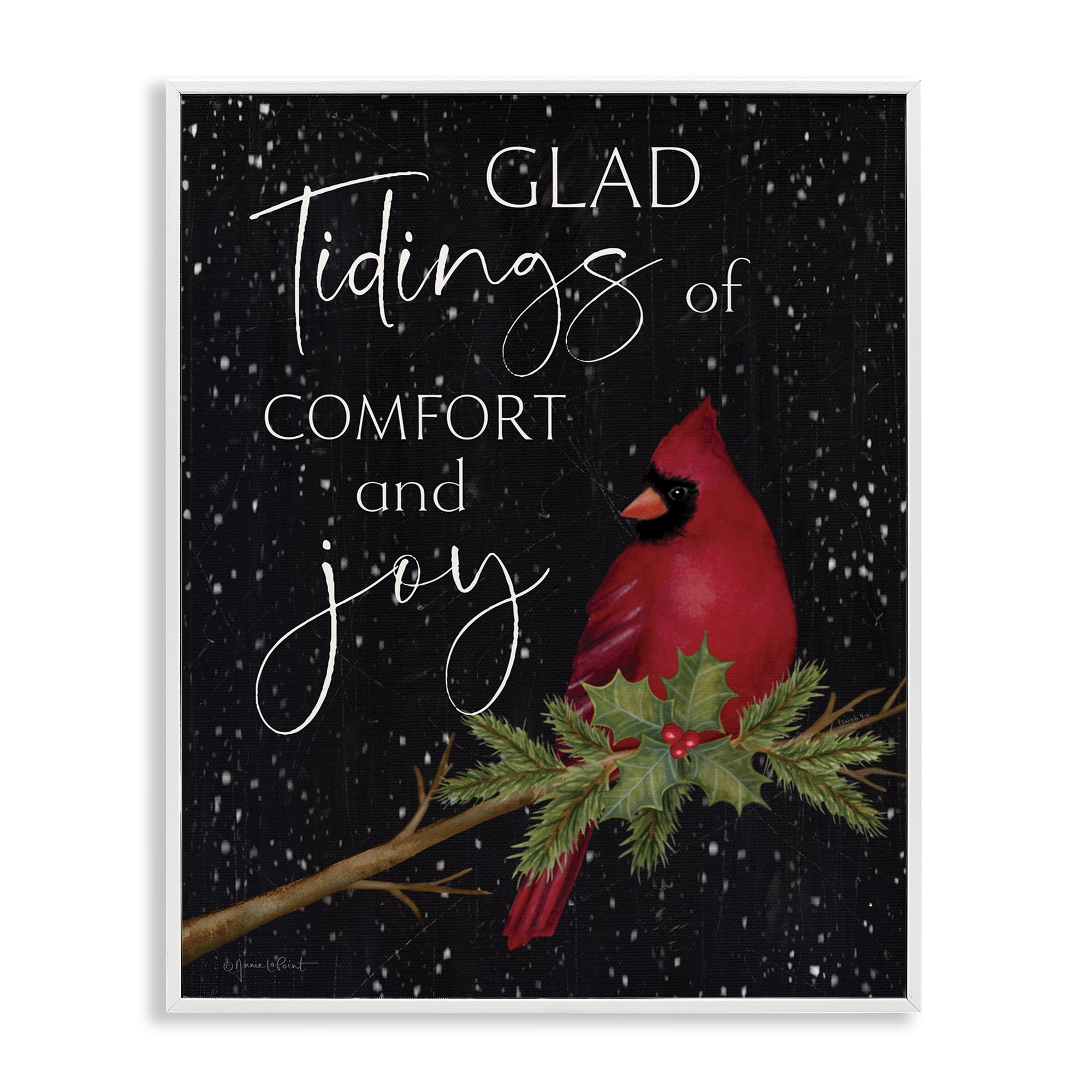 Stupell Industries Comfort & Joy Cardinal Holiday Painting White Framed Art Prints Wall Art, 24 x 30