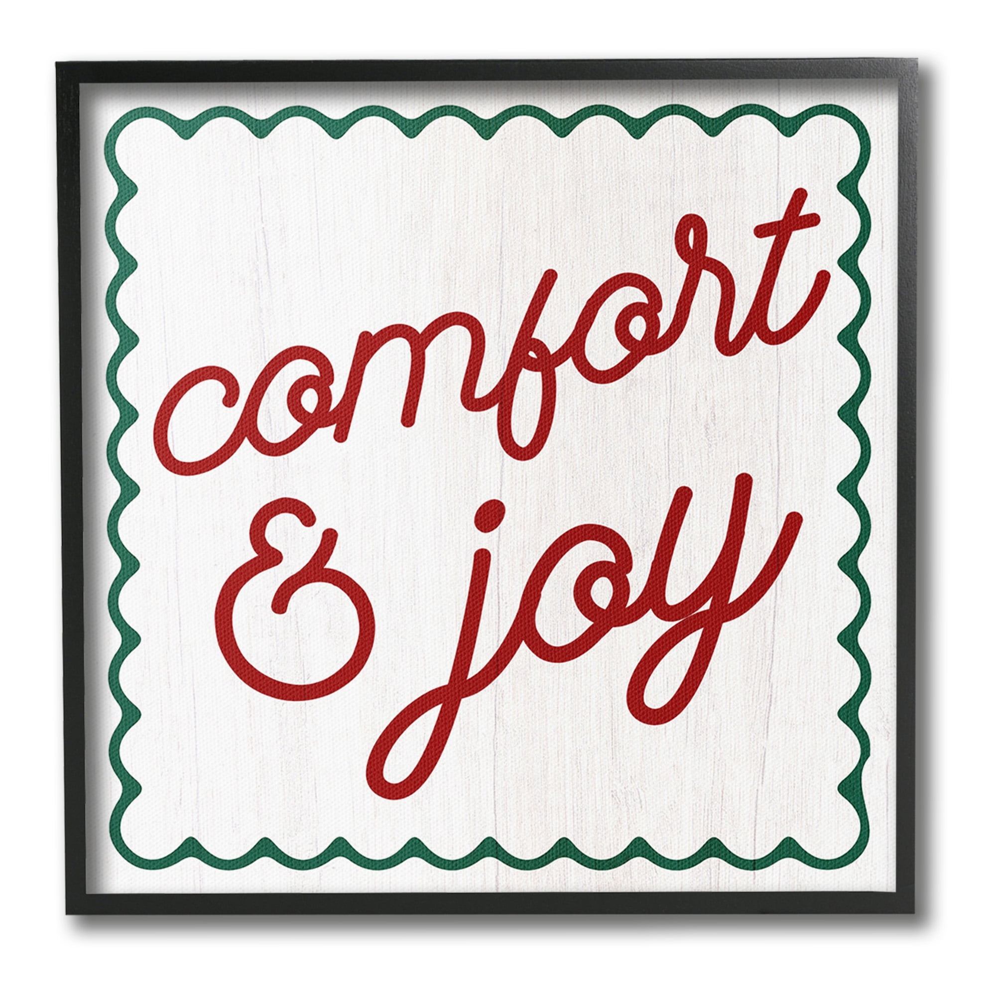 Stupell Industries Comfort & Joy Phrase Holiday Painting Black Framed Art Print Wall Art, 24 x 24