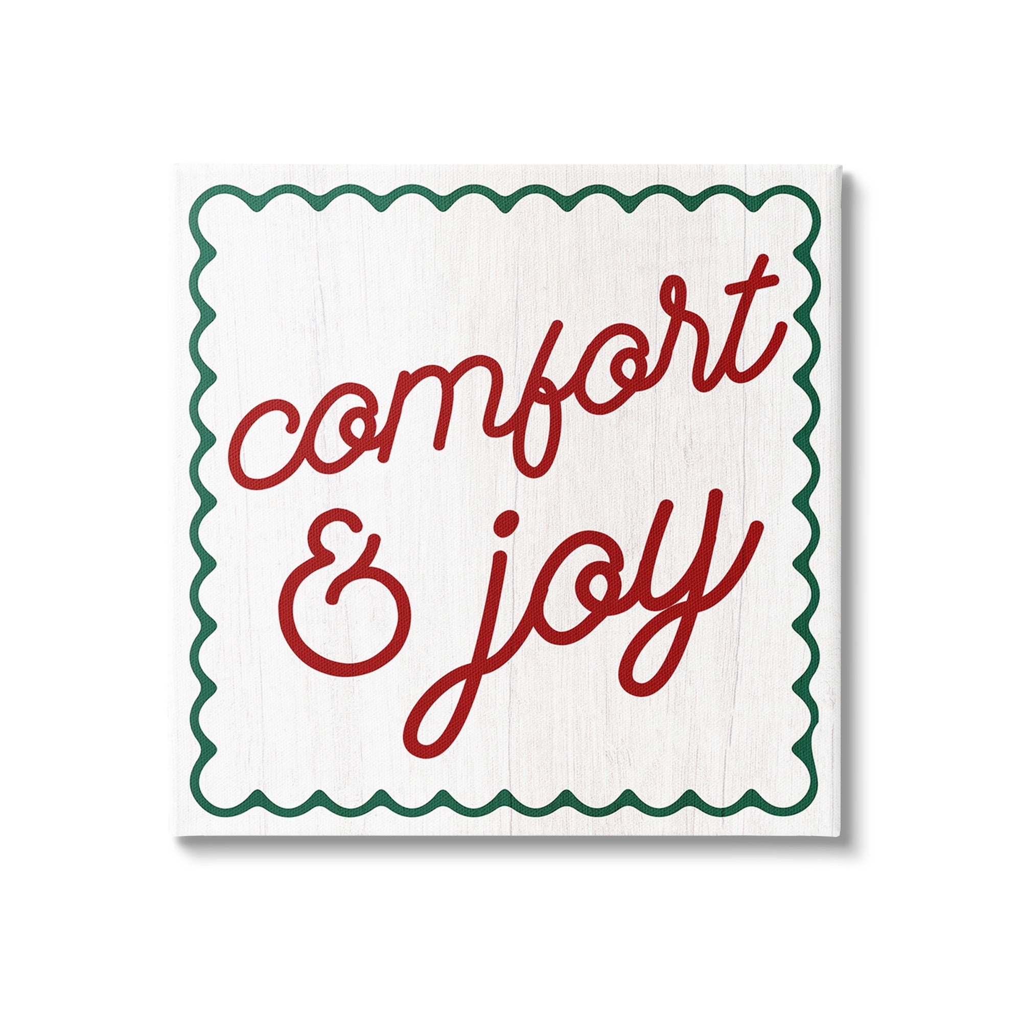 Stupell Industries Comfort & Joy Phrase Holiday Painting Gallery Wrapped Canvas Art Print Wall Art, 24 x 24