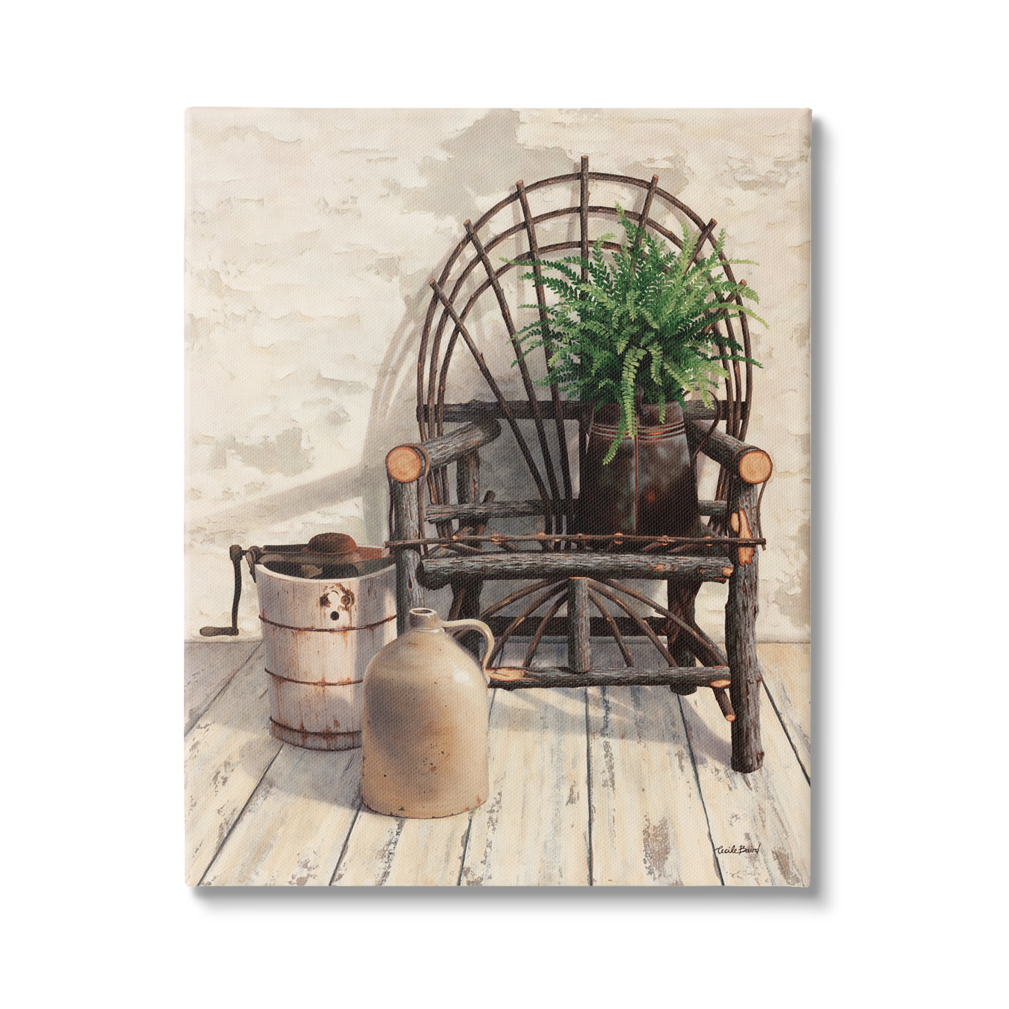Stupell Industries Comfortable Porch Chair Still Life Rural Plant Painting Gallery Wrapped Canvas Print Wall Art, Design by Cecile Baird
