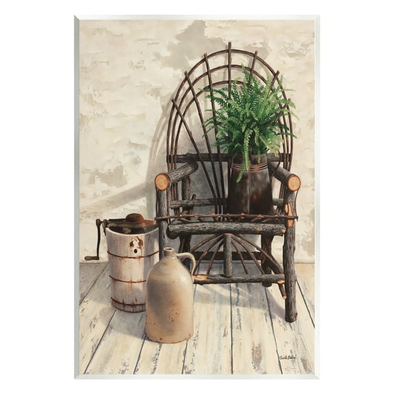 Stupell Industries Comfortable Porch Chair Still Life Rural Plant Painting Unframed Art Print Wall Art, Design by Cecile Baird