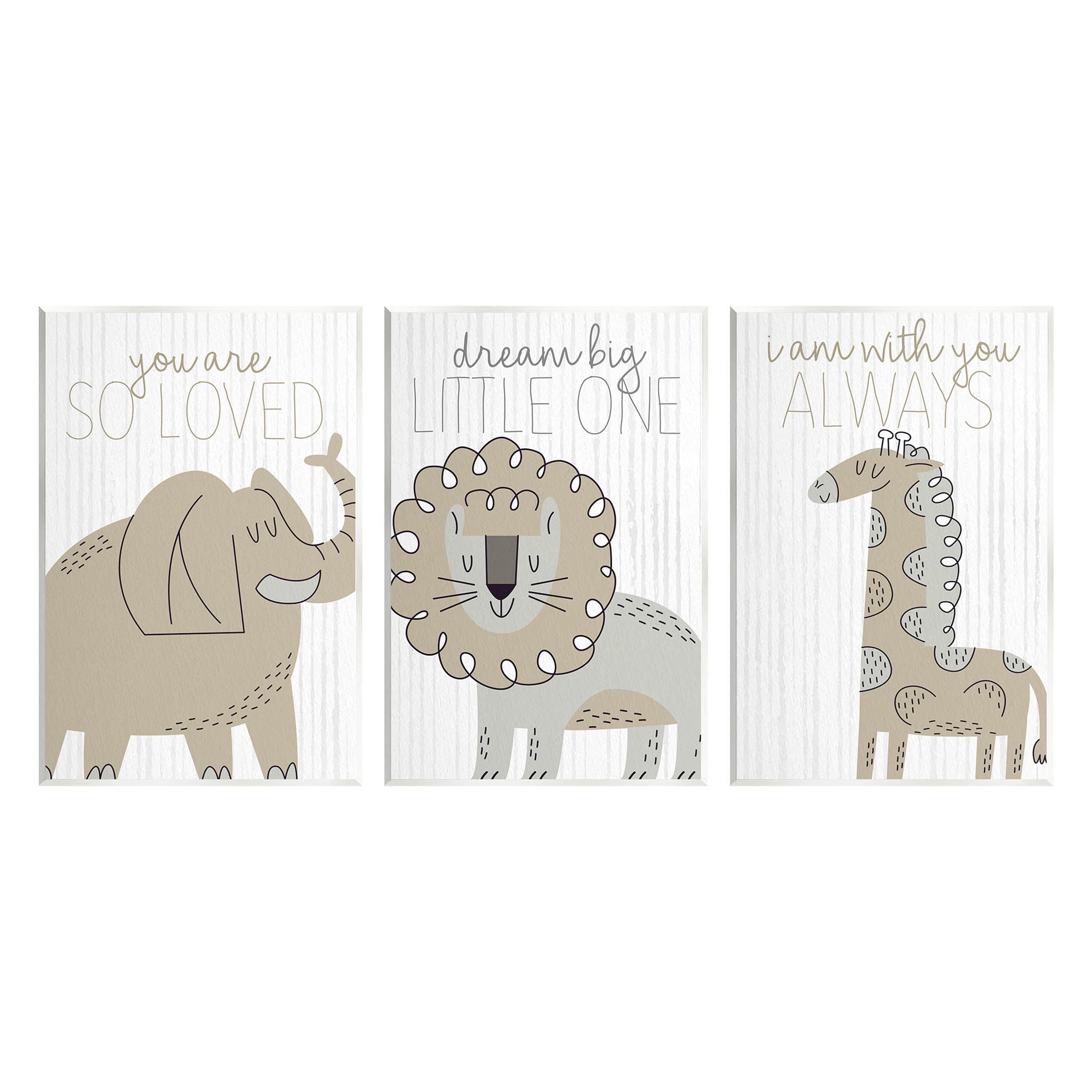Stupell Industries Comforting Animal Nursery Sentiments Graphic Art Unframed Art Print Wall Art, Set of 3, Design by Kim Allen