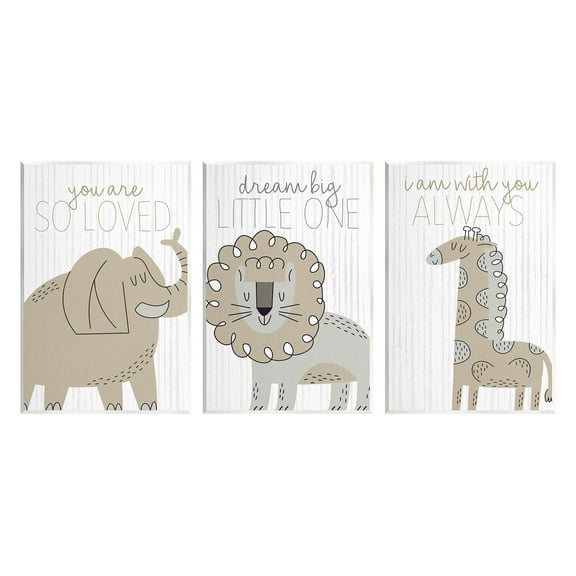 Stupell Industries Comforting Animal Nursery Sentiments Graphic Art Unframed Art Print Wall Art, Set of 3, Design by Kim Allen