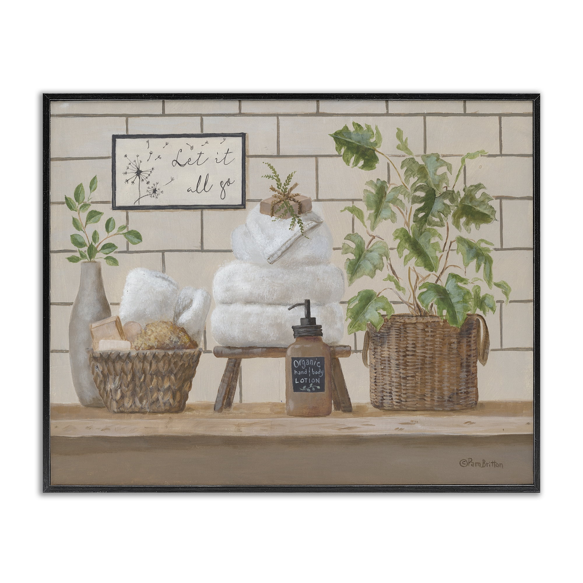 Comforting Bathroom Spa Still Life Black Framed Giclee Art, 20 x 16
