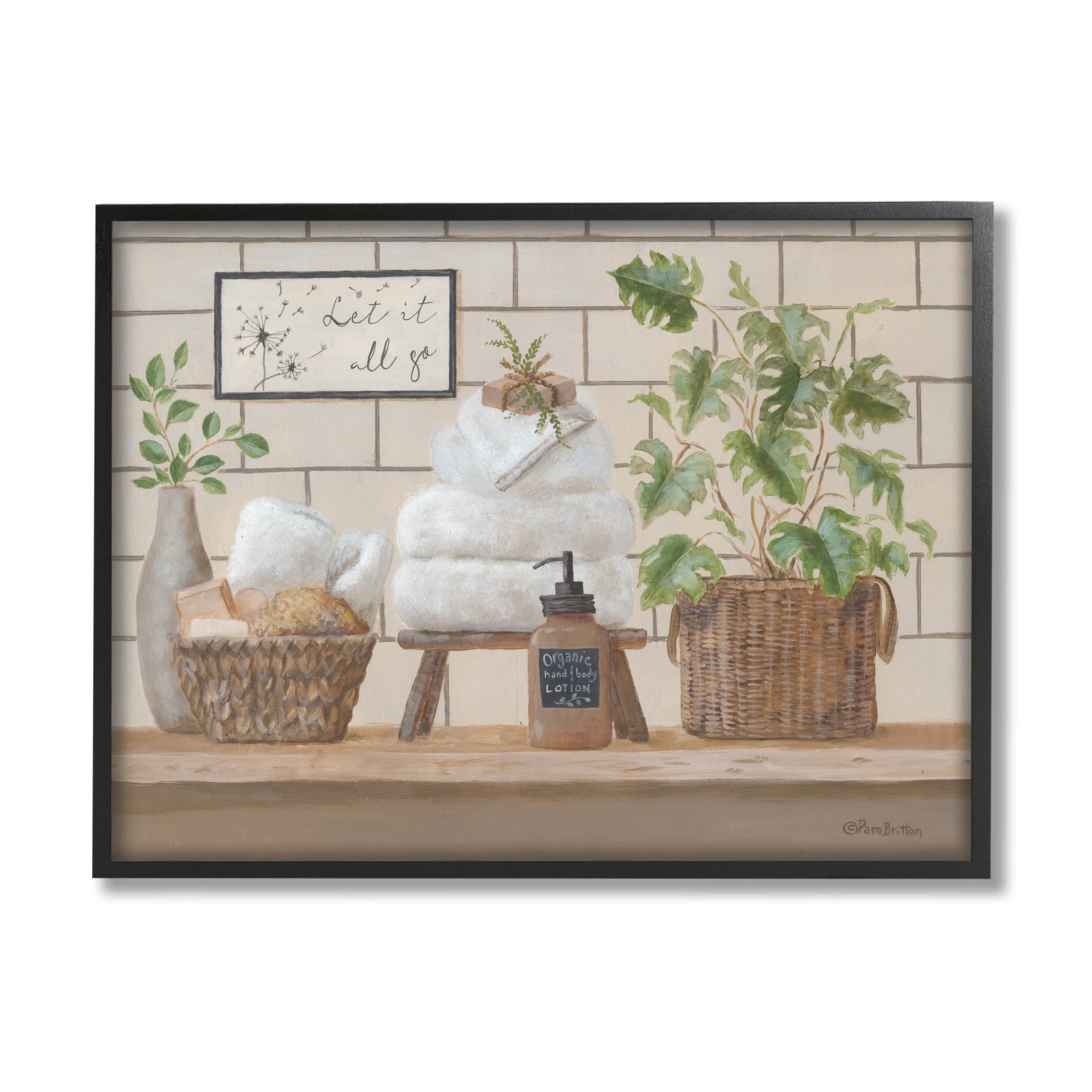 Comforting Bathroom Spa Still Life Canvas Print with Black Frame