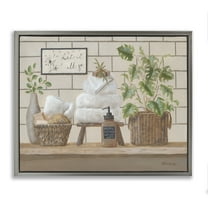 Comforting Bathroom Spa Still Life Gray Floating Frame Canvas Art, 31 x 25, Made In USA