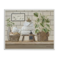 Comforting Bathroom Spa Still Life White Framed Giclee Art, 30 x 24, Made In
