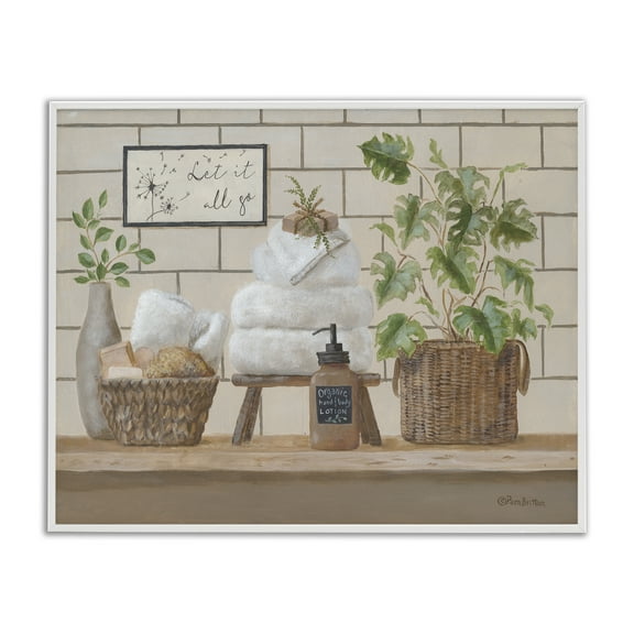 Comforting Bathroom Spa Still Life White Framed Giclee Art, 30 x 24, Made In