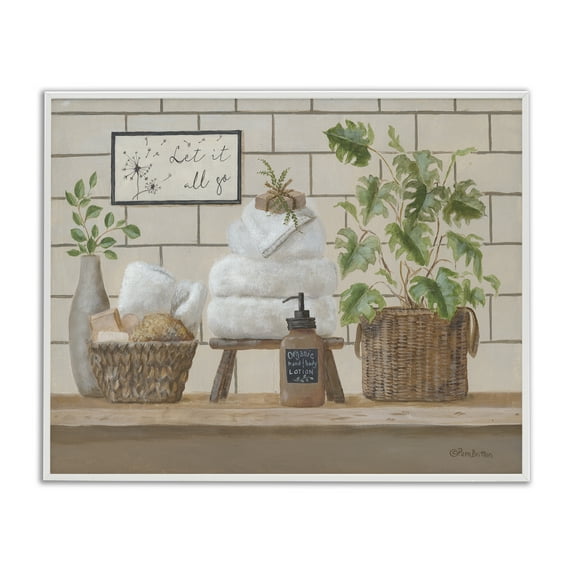 Comforting Bathroom Spa Still Life White Framed Giclee Art, 30 x 24, Made In