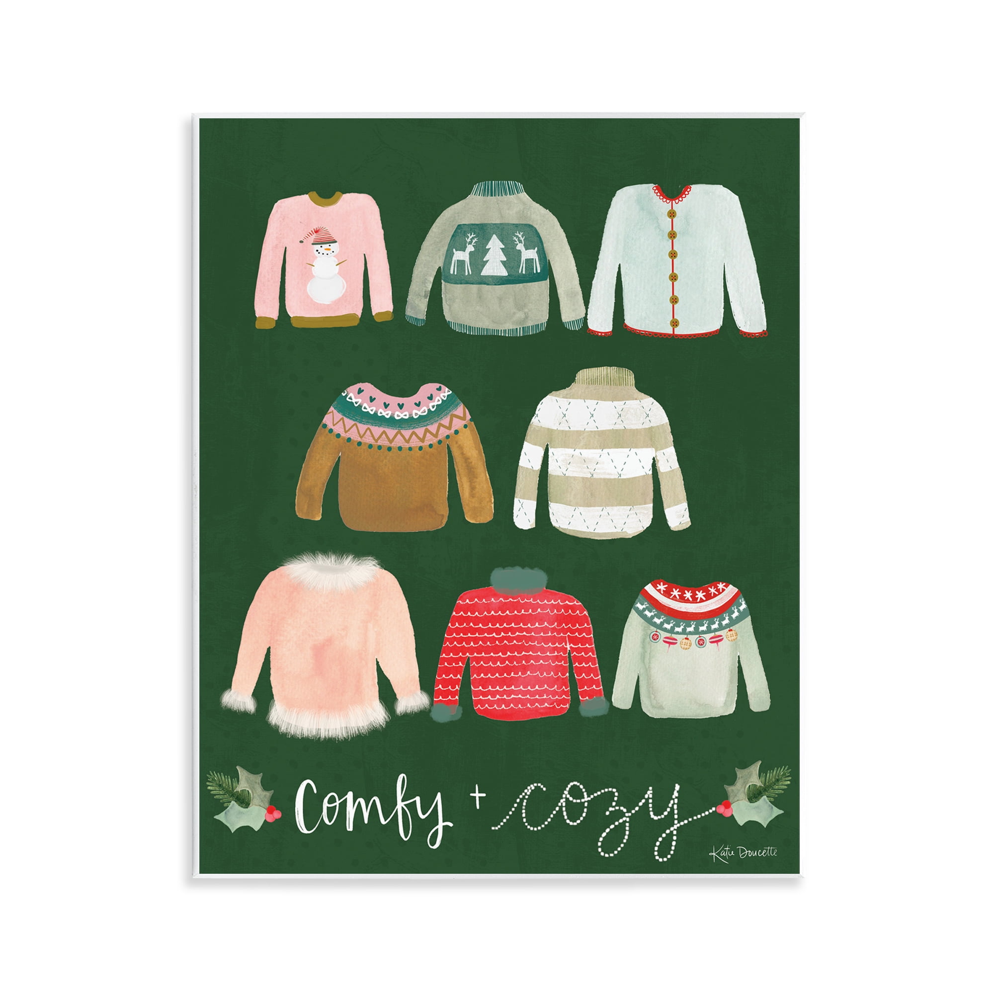 Stupell Industries Comfy & Cozy Sweaters Holiday Painting Unframed Art Print Wall Art, 11 x 14