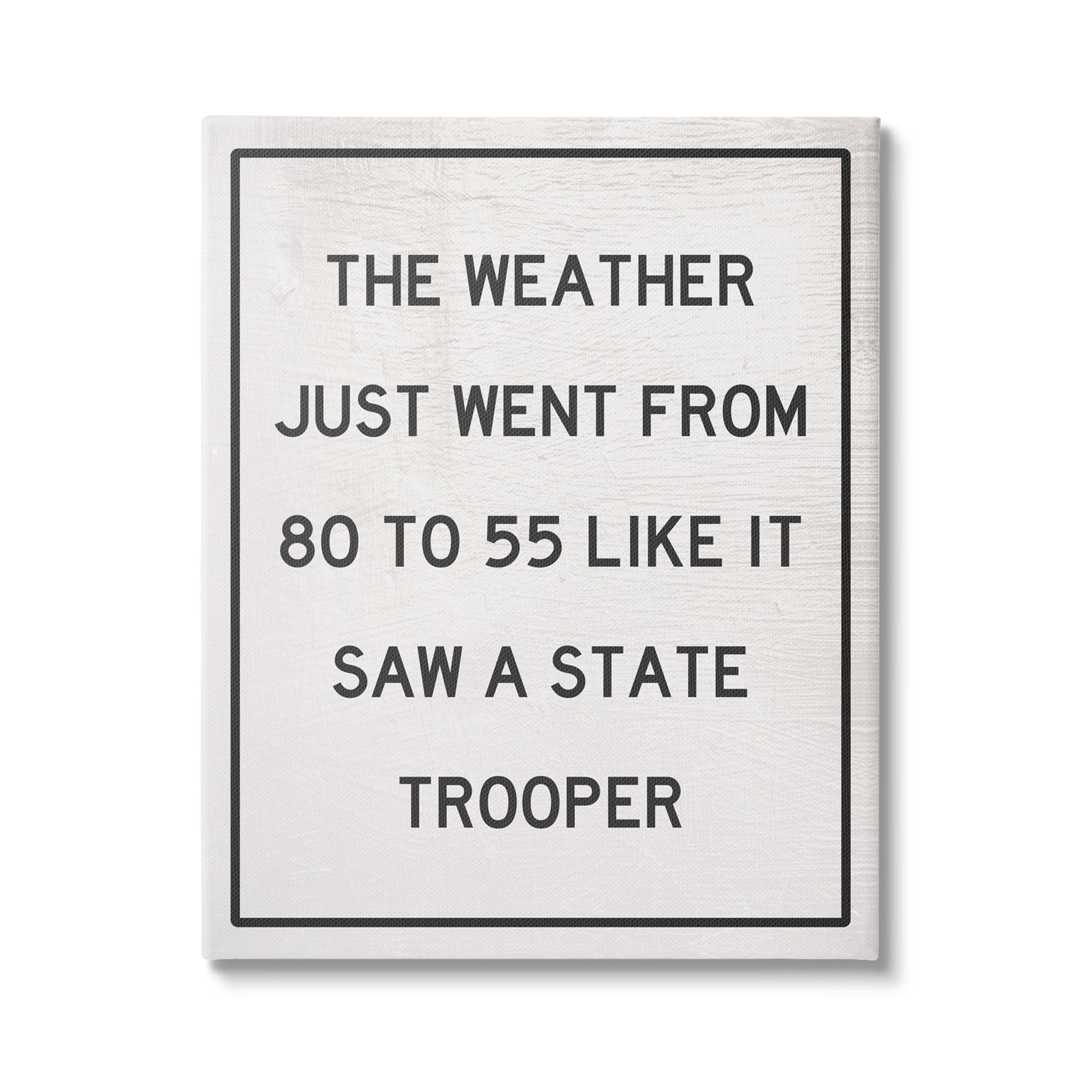 Comical Weather Went 80 to 55 Police Analogy Inspirational Graphic Art Gallery-Wrapped Canvas Print Wall Art