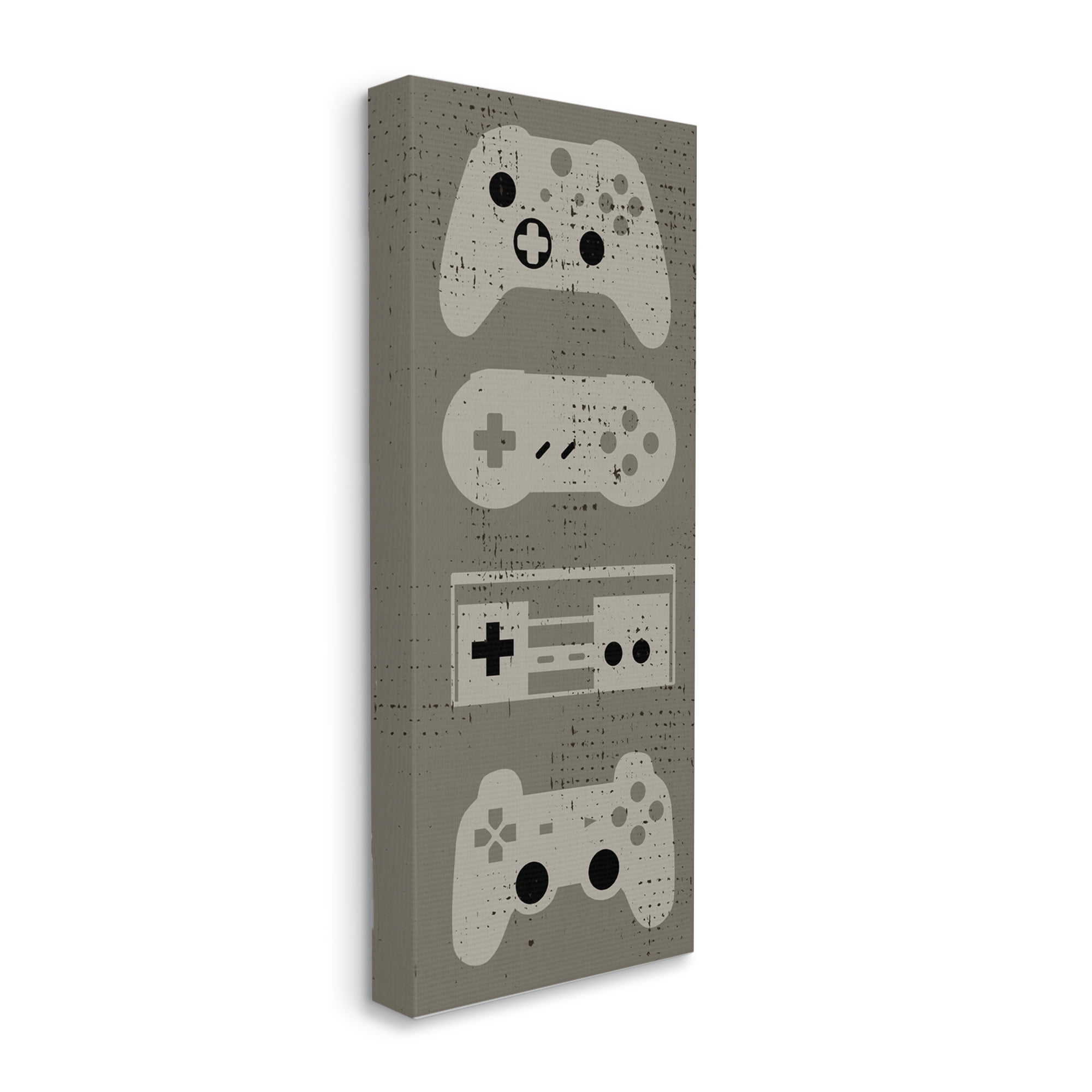 Stupell Industries Common Game Controllers Vintage Distressed Brown Canvas Wall Art by Daphne Polselli