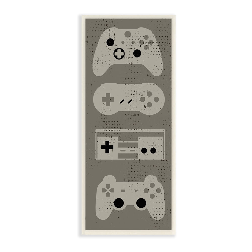 Stupell Industries Common Game Controllers Vintage Distressed Brown Wall Plaque by Daphne Polselli