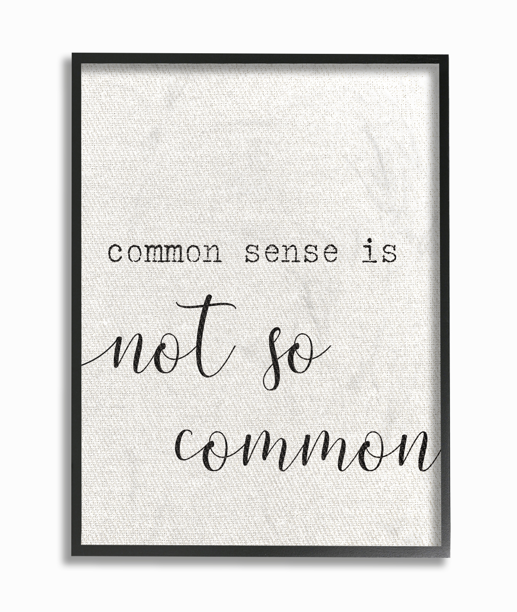 Stupell Industries Common Sense Not So Common Typography Typography Painting Black Framed Art Print Wall Art, 16 x 20