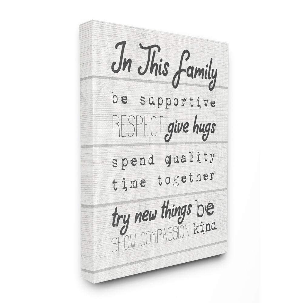 Stupell Industries Compassion Inspirational Word Family Textured Wood Design Super Canvas Wall Art by Daphne Polselli