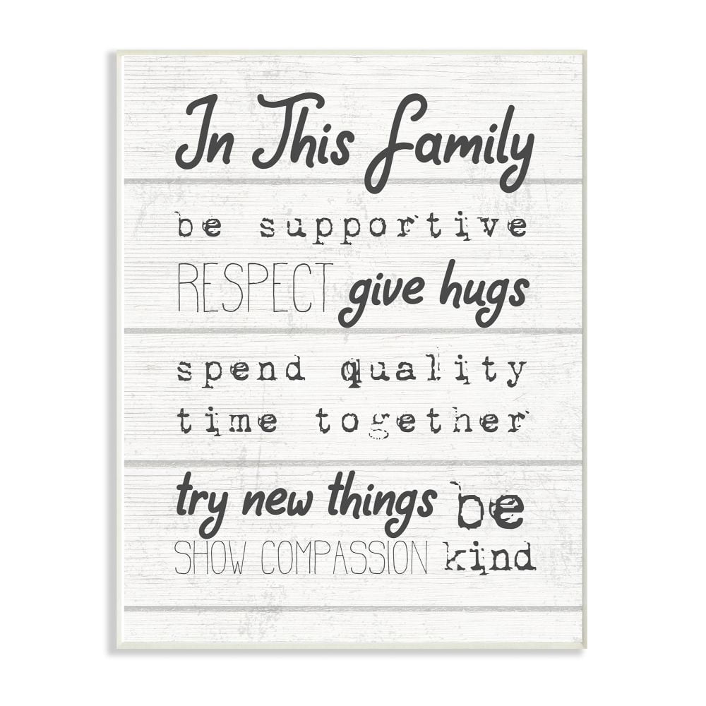 Stupell Industries Compassion Inspirational Word Family Textured Wood Design Wall Plaque Art by Daphne Polselli